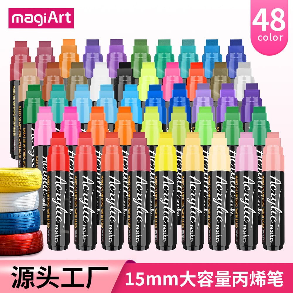 Suomeiqi 15mm Acrylic Marker Pen Art Graffiti Pen Large Tip Non-Bleeding Blendable Markers
