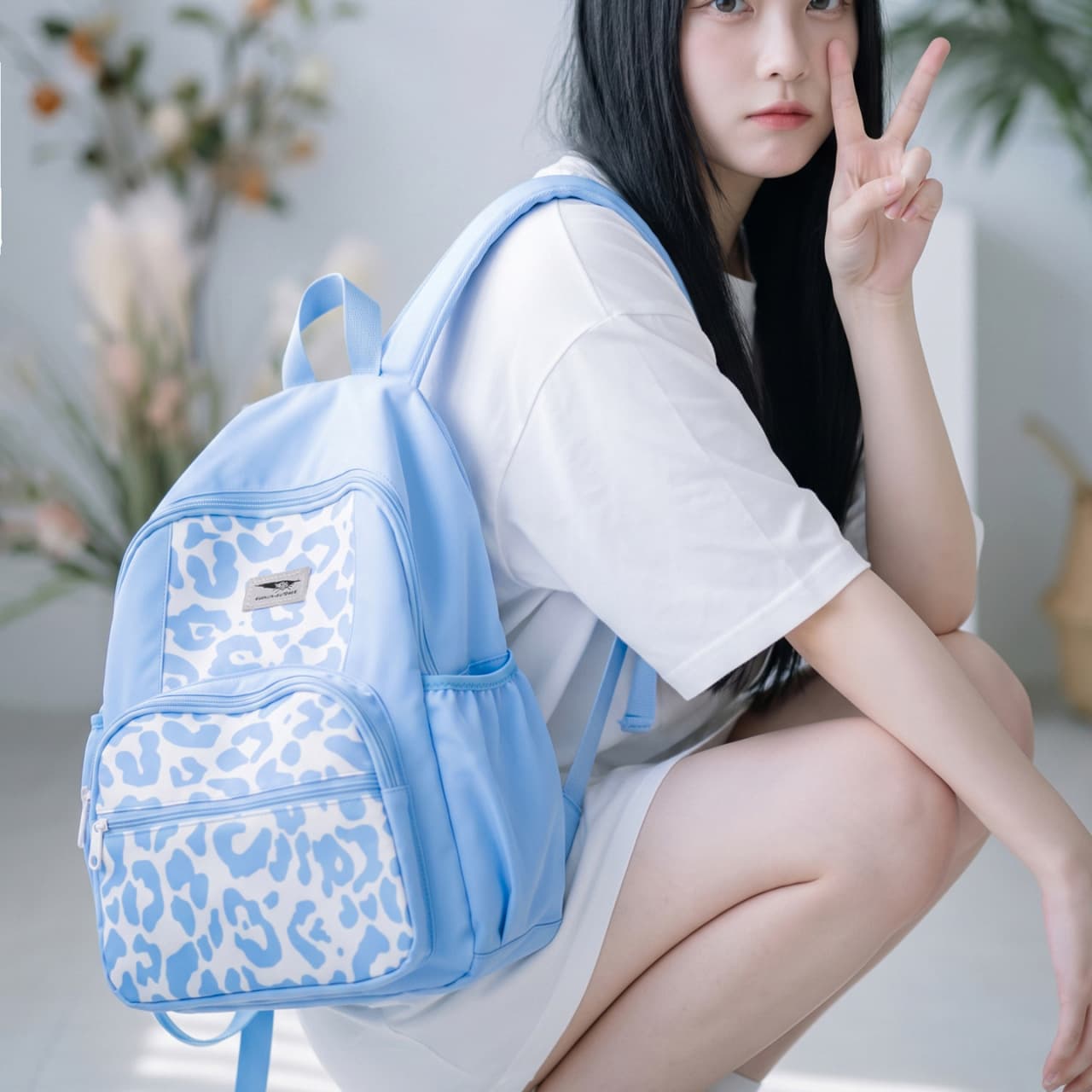 Trendy Nylon Canvas Backpack for Women 2026 New Style Fashion College Leopard Print Casual Travel Bag