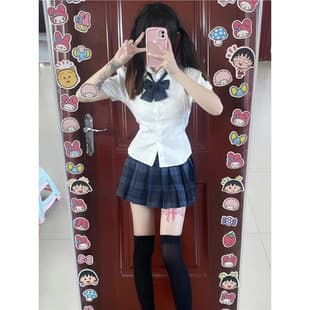 Petite JK Uniform Shirt Set for Women Summer Hot Girl Slim Fit Waist-Cinching Short Sleeve White Blouse Pleated Skirt Two-Piece Set