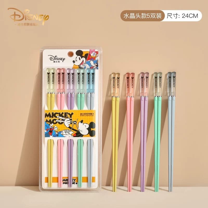 Cross-border Disney colorful crystal chopsticks, kitchen high-end durable, cute, anti-mold, non-slip, home use, high appearance