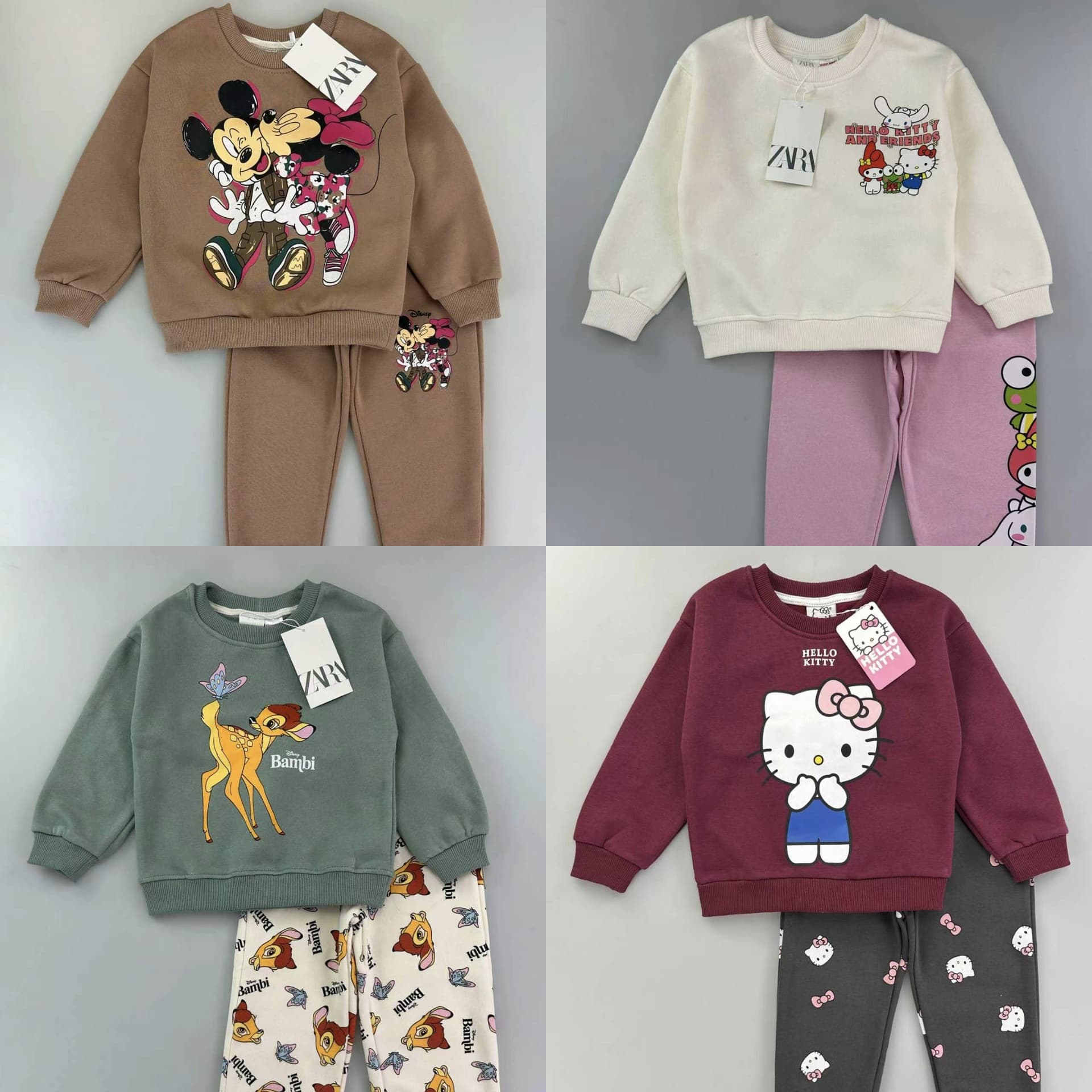 Children's Clothing for Girls, Cross-Border Wholesale, Autumn and Winter Hot-Selling Cartoon Print Pullover Sweatshirt and Sweatpants Set for Young Girls