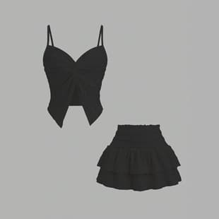Thai Style Twisted Strap Vest for Women, Summer Going Out Pure Sweet Sexy Tube Top Crop Top Two-Piece Set