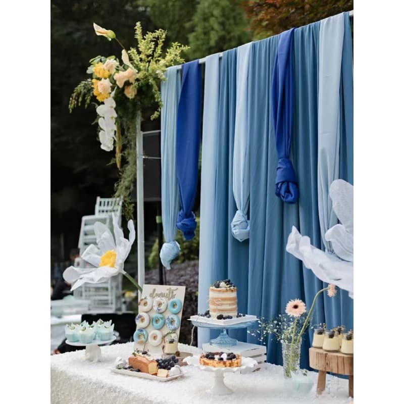 Winter Kindergarten Environmental Creation Wedding Blue Fabric Ceiling Drape Decoration Outdoor Wedding Sheer Backdrop Stretch Fabric