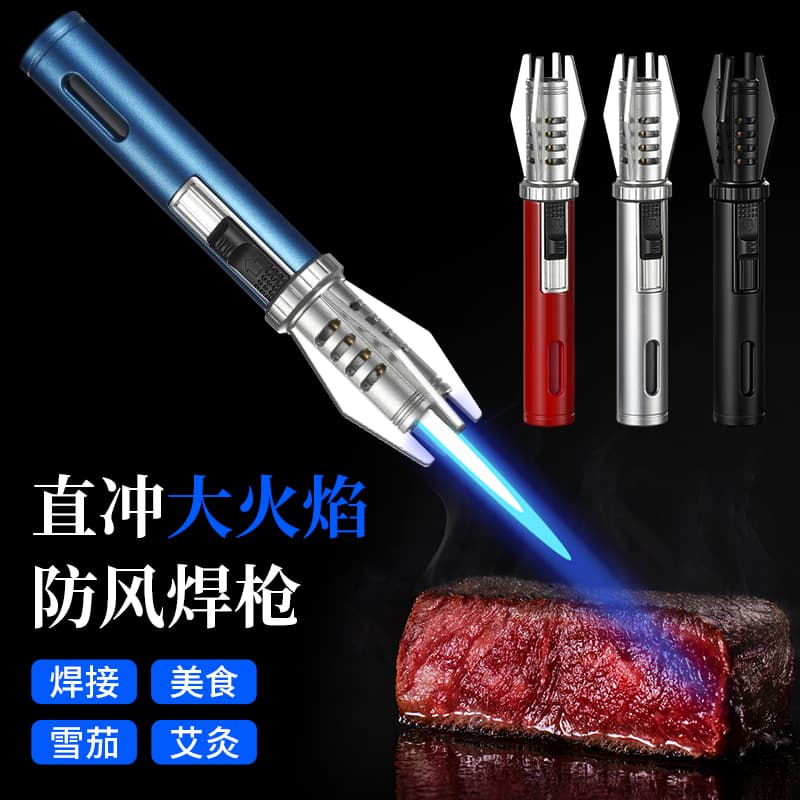 Inflatable Spray Gun Cigar Lighter Windproof Moxibustion Direct-Flame Handheld Outdoor High-Temperature Welding Torch Portable Flame Gun