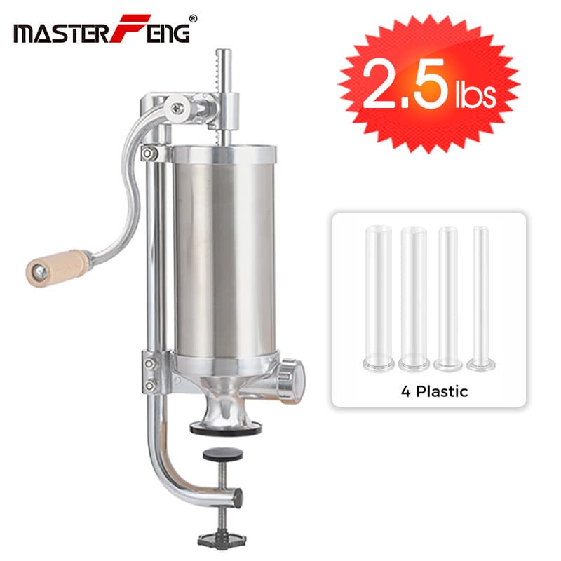 2.5LB Stainless Steel Manual Sausage Stuffer Home Sausage Maker Vertical Filler Tool