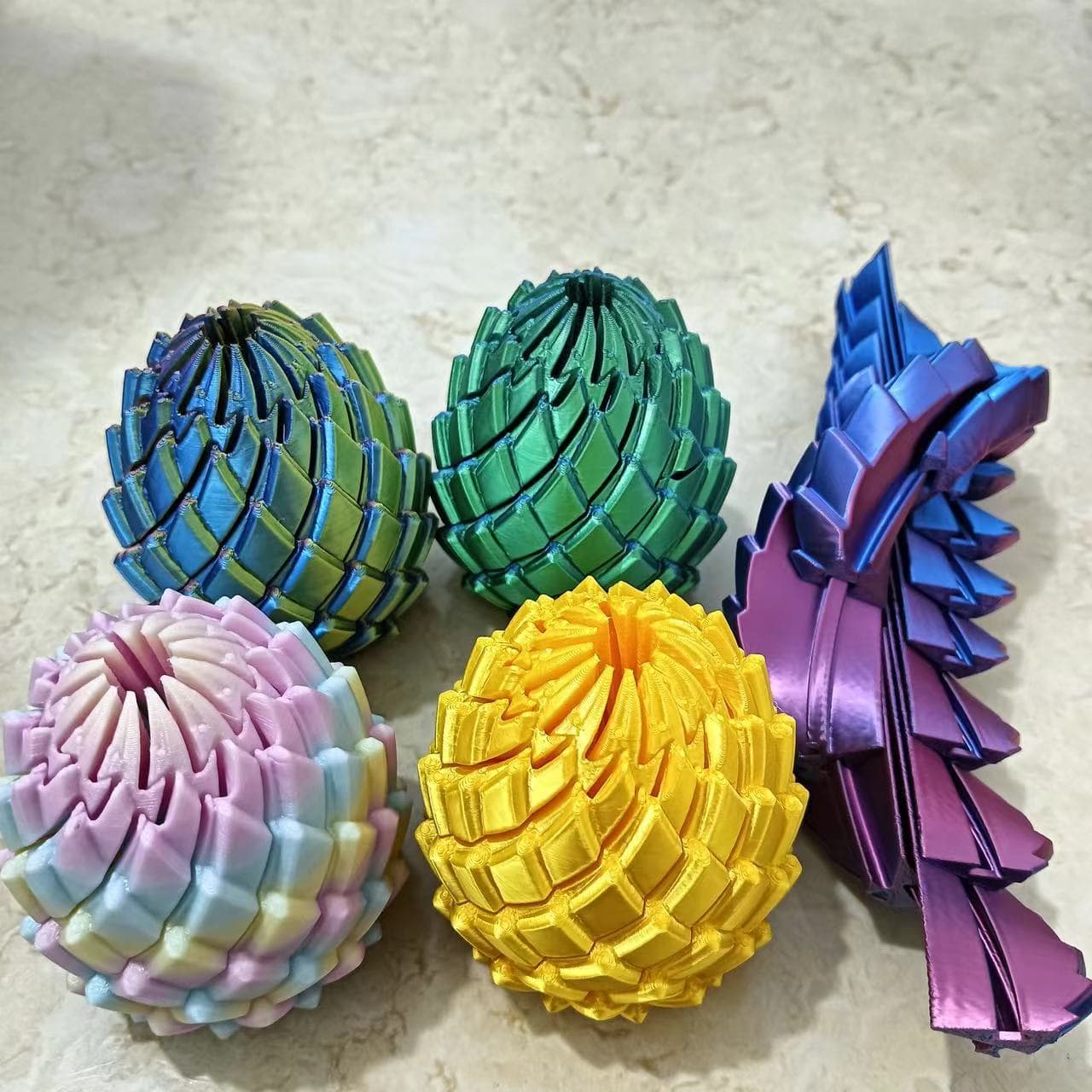 Deformable 3D Printed Slime Ball Creative Twist Finger Stress Relief New Dragon Egg Transformable Model Toy