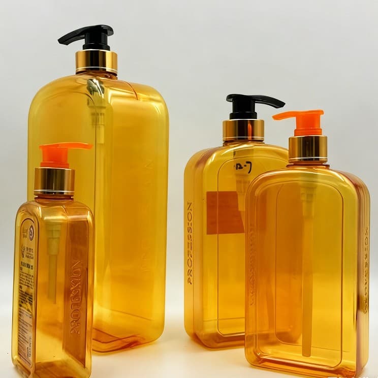 Round-shoulder transparent ginger shampoo bottle, PVC press-type dish soap and lotion bottle, multi-size plastic shower gel bottle