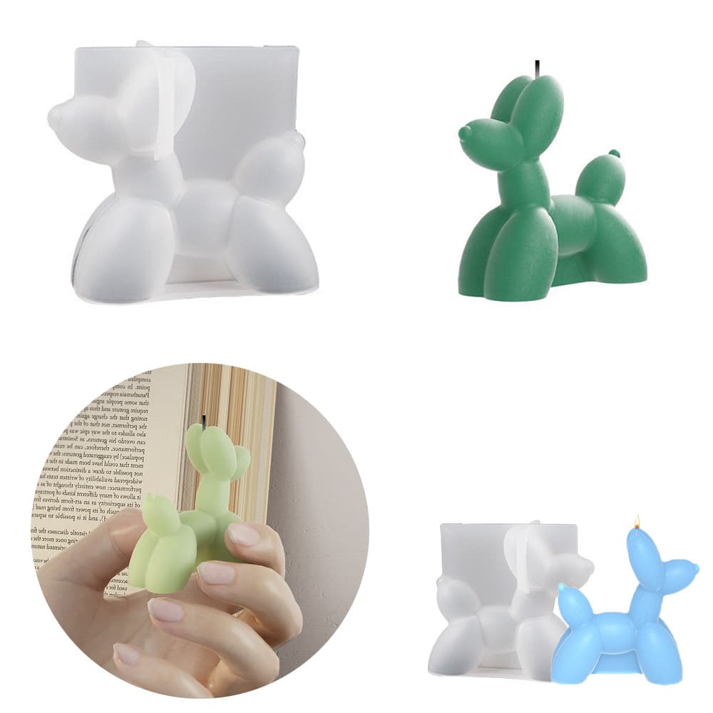 3D Balloon Dog Scented Candle Silicone Mold Epoxy DIY Simple Puppy Pendant Keychain Resin Ornament