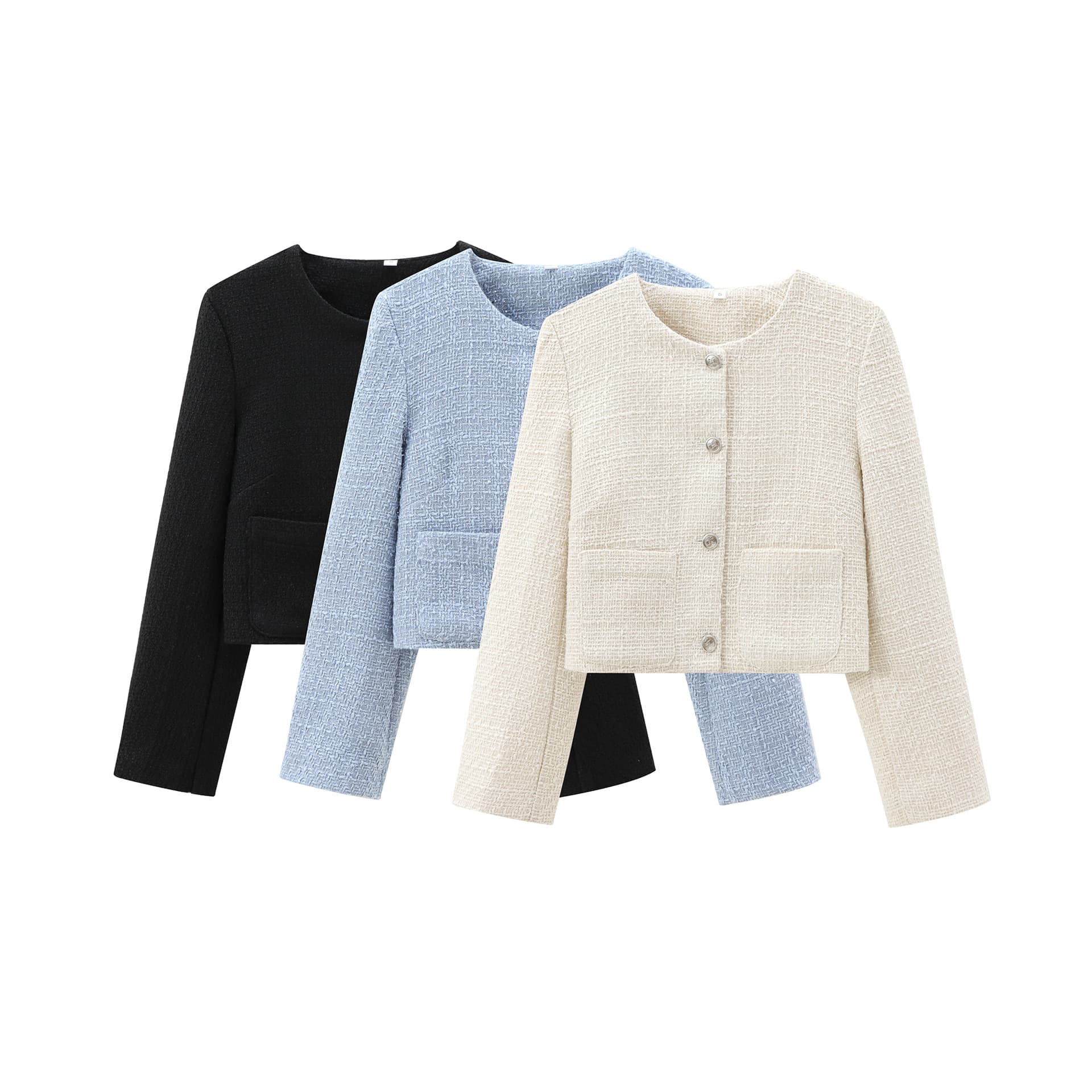 Wholesale New Autumn European and American Style Coarse Knit Round Neck Short Jacket 1195099