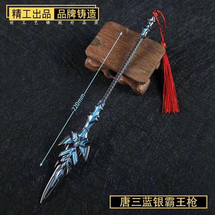 Douluo Continent Tang San Blue Silver Overlord Spear Seven Killing Sword Alloy Weapon Model Toy Unsharpened 20cm