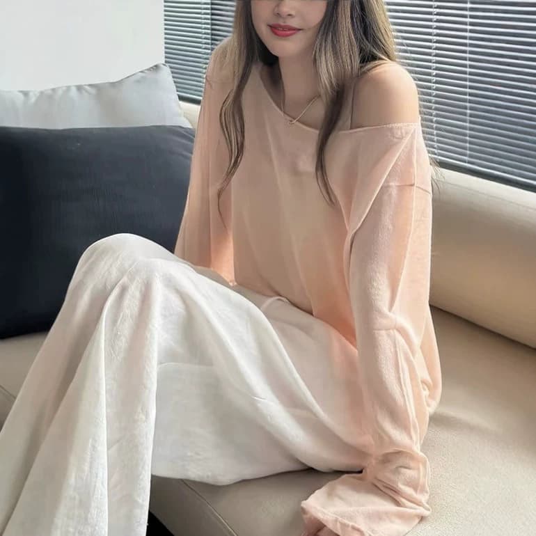 WANANTOG Airy Mesh Top Ultra-fine Yarn Dense Stitch Lightweight Top Women Summer