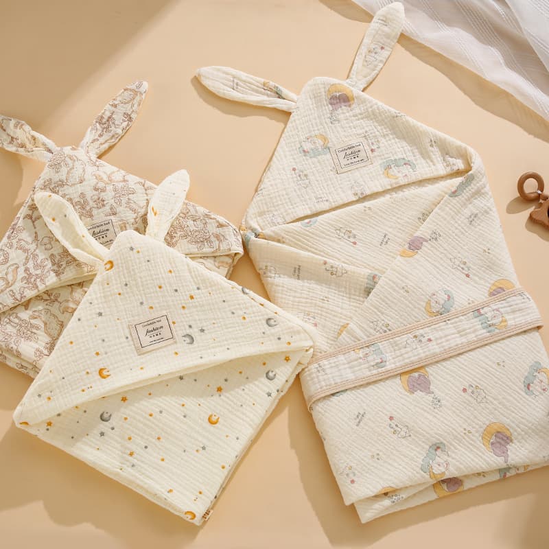 Baby Swaddle Wrap with Big Rabbit Ears, Newborn Infant Blanket, Maternity Ward Small Blanket, Suitable for All Seasons