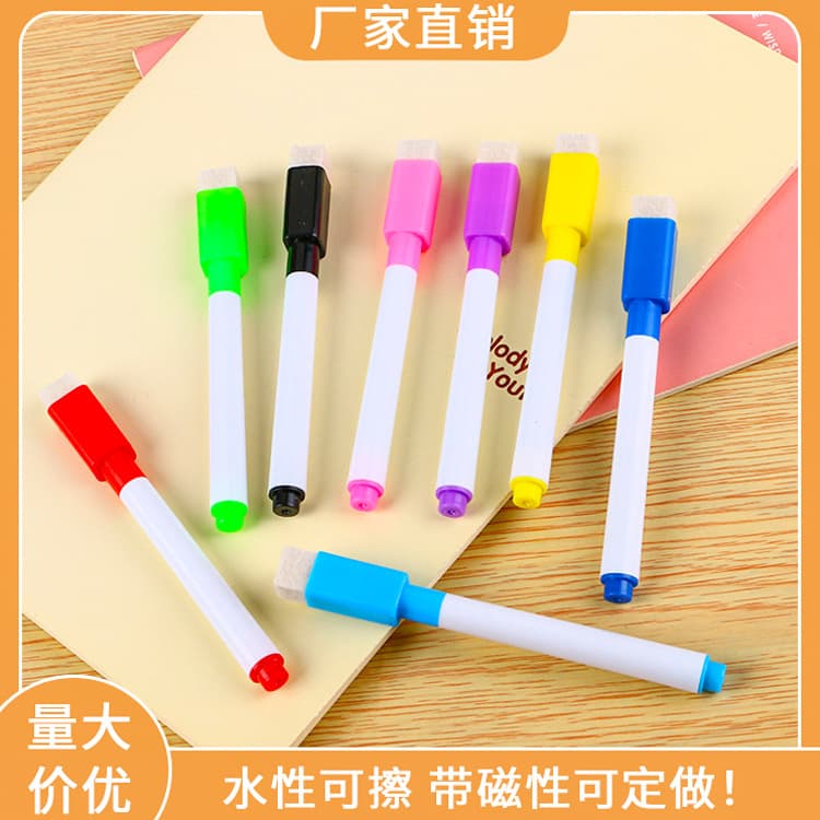 Creative Mini Erasable Colorful Black Whiteboard Markers Brush Water-based Eco-friendly Small Advertising Logo Pens