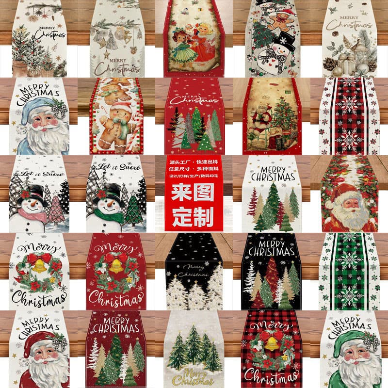 Best-selling Christmas Cedar Print Table Runner for Holiday Party Decor, Tablecloth Heat Insulation Mat
