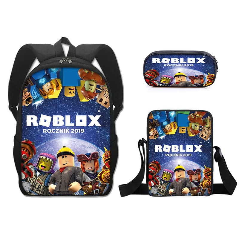 Cross-border Rolblox 3-Piece Kids Pencil Case, Cartoon Anime Crossbody Bag, Lightweight Backpack, Splash-Resistant School Bag