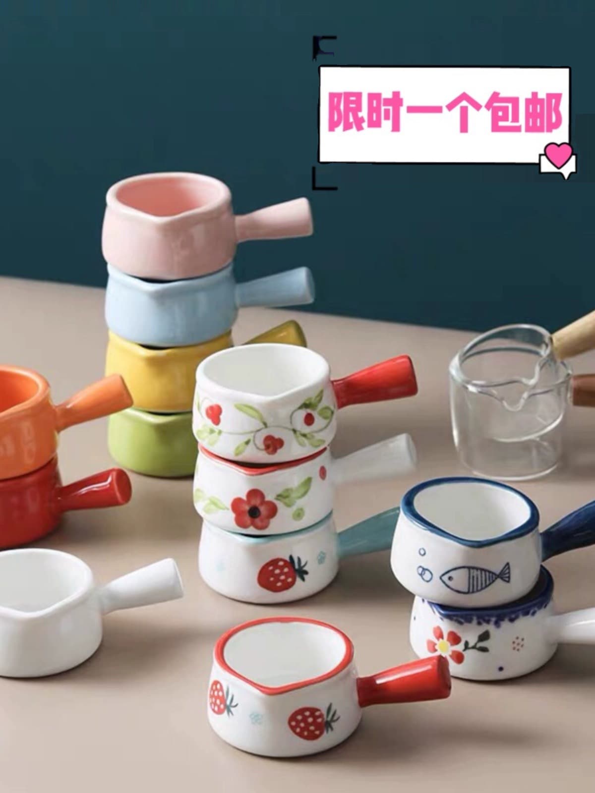 Japanese ceramic mini milk pot with handle, milk jug, milk cup, milk jug with handle, milk cup, sauce dish, coffee utensil