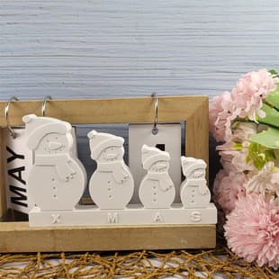 S0700 Christmas Snowman Set of 4 Ornament Decoration Cement Plaster Mold DIY Silicone Mold