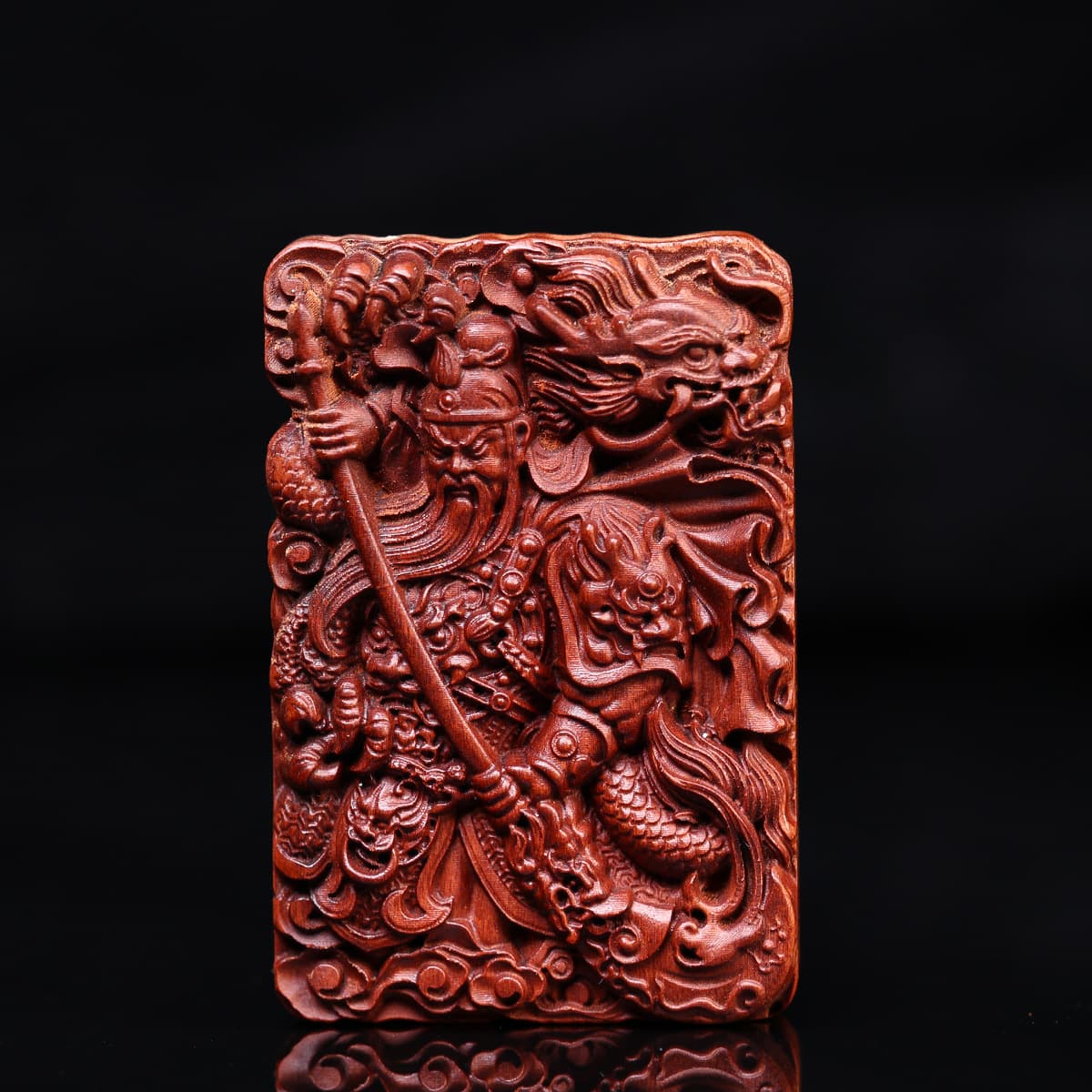 Jujube Wood Plain Plaque Carved Car Hanging Sandalwood Dragon Pendant, Playable Guan Yu Hanging Chain
