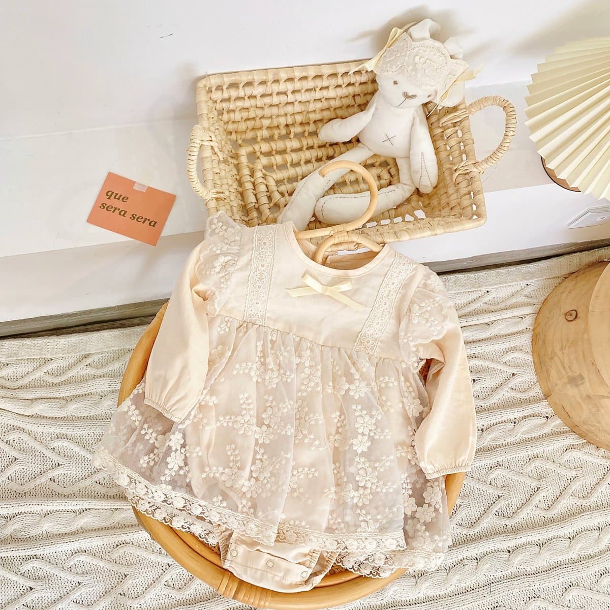Baby Spring and Autumn Romper Long Sleeve Bodysuit for Girls Baby Crawling Suit Korean Newborn Lace Clothing