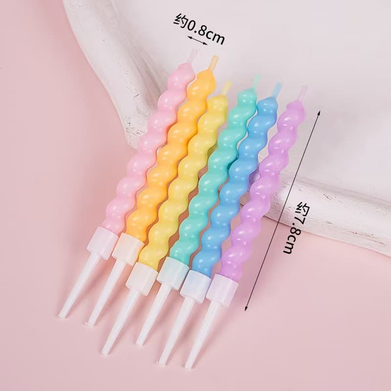 Trendy Twisted Spiral Birthday Candles Cake Decoration Colorful Macaron Curved Party Candles