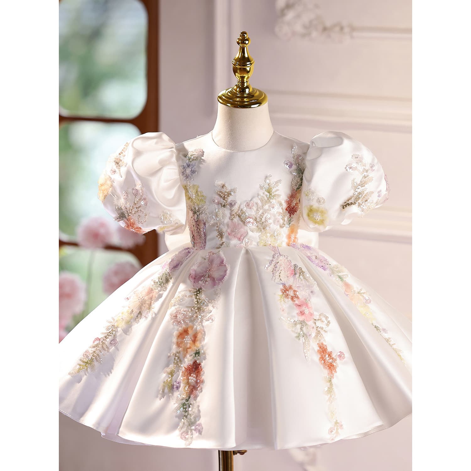 Puff Sleeve Floral Host Dress 2026 Spring New Floral Cute AliExpress Piano Performance Children's Dress