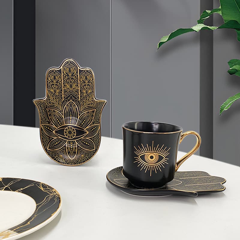 Cross-border Drop Shipping Turkish Coffee Cup and Saucer Set, Nordic Creative Home Ceramic Mug, Afternoon Tea Cup Gift