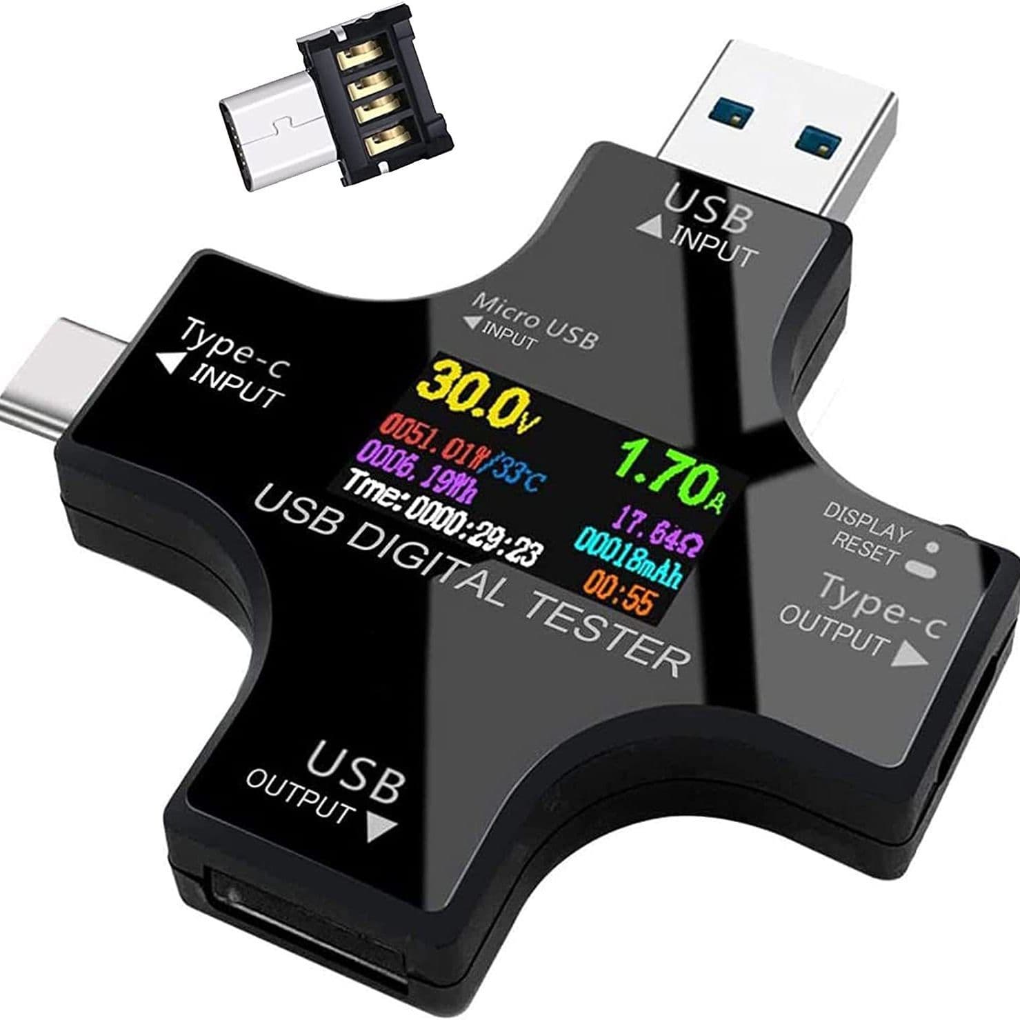 Multi-functional Type-c Usb Power Meter Tester Lcd Digital Display Universal Meter Usb3.0 Voltage Measurement Instrument