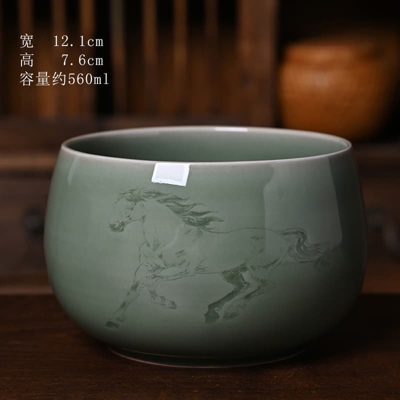 Practical desktop tea dregs jar, ceramic Chinese-style water bowl, tea bowl, high-end Yue kiln creative built-in water tea washing bowl, tea bowl
