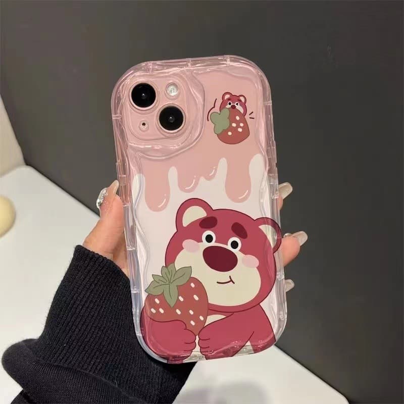 Strawberry Bear Compatible with iPhone 16 Couple Case for iPhone 13 Soft 15 Pro Max Phone Case 11 TikTok XR XS