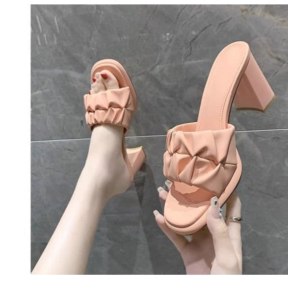 Women's Slide Sandals 2025 Fall New Fairy Style for Dresses Fashion Outdoor Wear High Heel Versatile Chunky Heel One-Bar Sandals