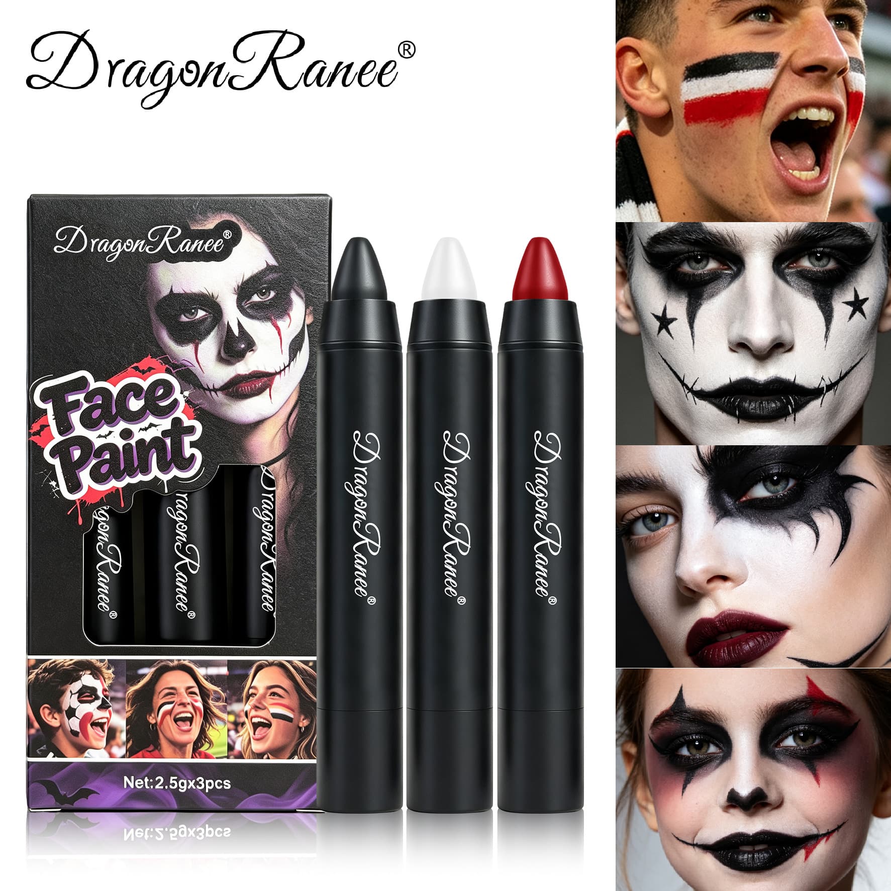 Independence Day Face Painting Pen Clown Makeup Face and Body Painting Pen Children's Face Halloween Face Painting Lipstick Pen Set