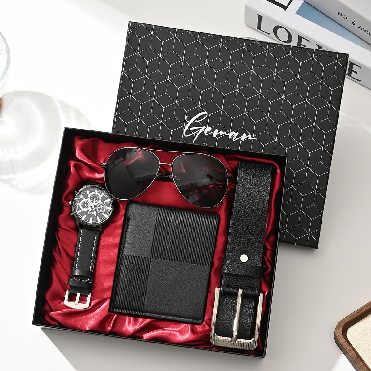 Cross-border In-stock Teacher's Day Gift Set Men's Business Gift Sunglasses Watch Wallet Gift Set