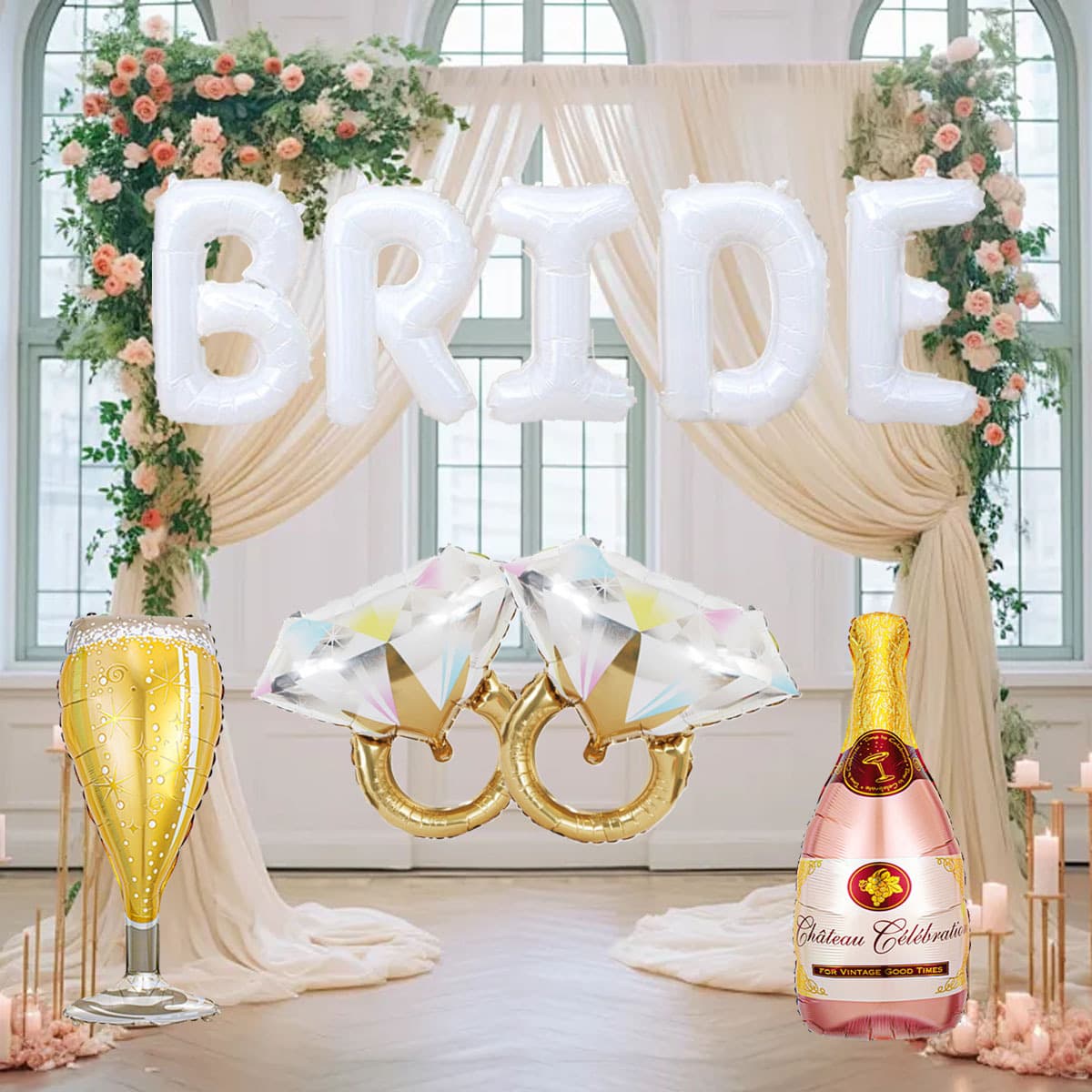 Cross-border 16-inch White BRIDE TO BE Letter Balloon Set 40-inch Bride White Letter Balloons