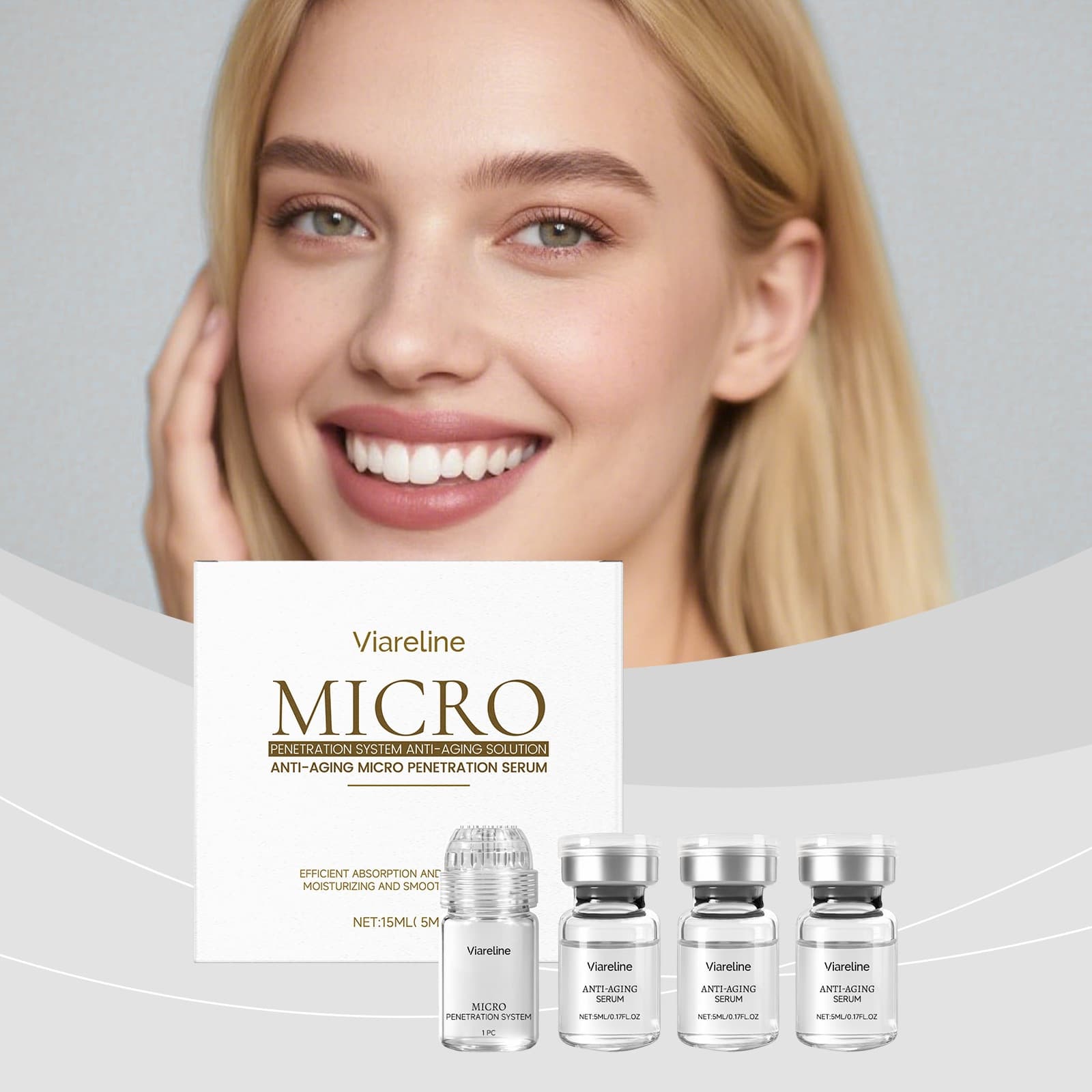 VIARELINE Face Roller Set Daily Gentle Care for Smooth, Soft, and Hydrated Skin