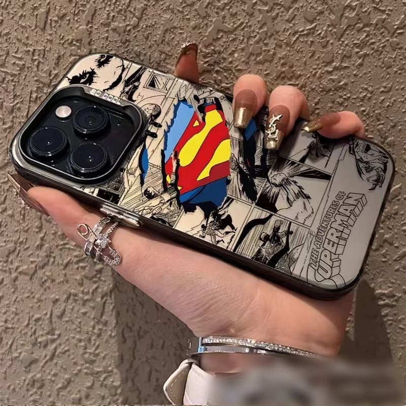 Marvel Superman Spider-Man suitable for Apple 17Promax mobile phone case iPhone16 color silver 15 trendy brand 14 premium