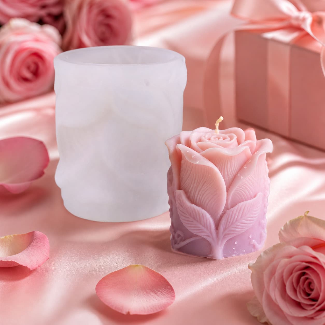 Sanxin Rose Candle Scented Candle Silicone Mold DIY Simulation Rose Abrasive Tool Wholesale Valentine's Day Flower Bud Ornament