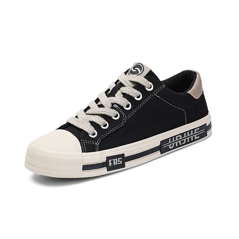 New Autumn Men's Solid Basic Canvas Shoes, Casual Low-Top Lace-Up Sneakers, Korean Style