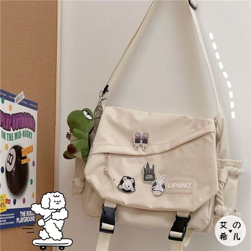 Crossbody Bag for Women, Cloth Shoulder Bag, Bear Courier Bag, Large Capacity Versatile Nylon Bag, Student Fashion Backpack