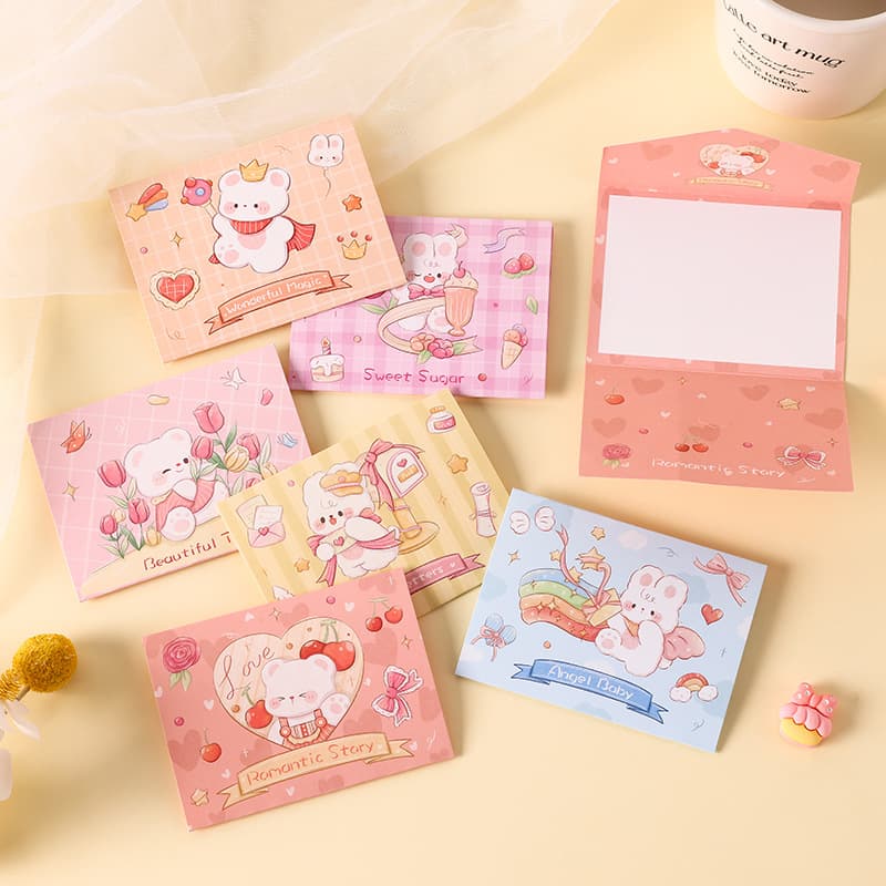 Three-fold ins style cartoon greeting card creative cute card children's day gift wear flower shop baking gift card