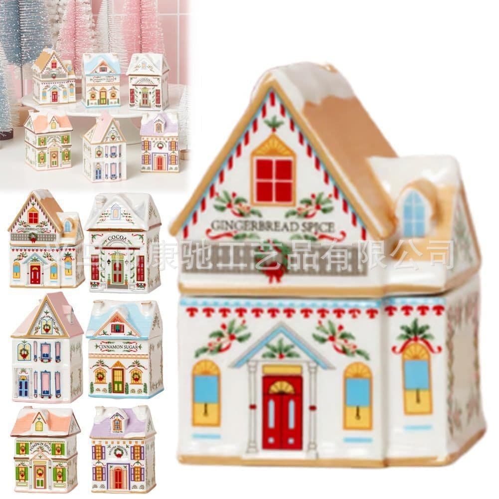 Cross-border Village Spice House Set Christmas Holiday Village Spice House Gift Resin Decoration