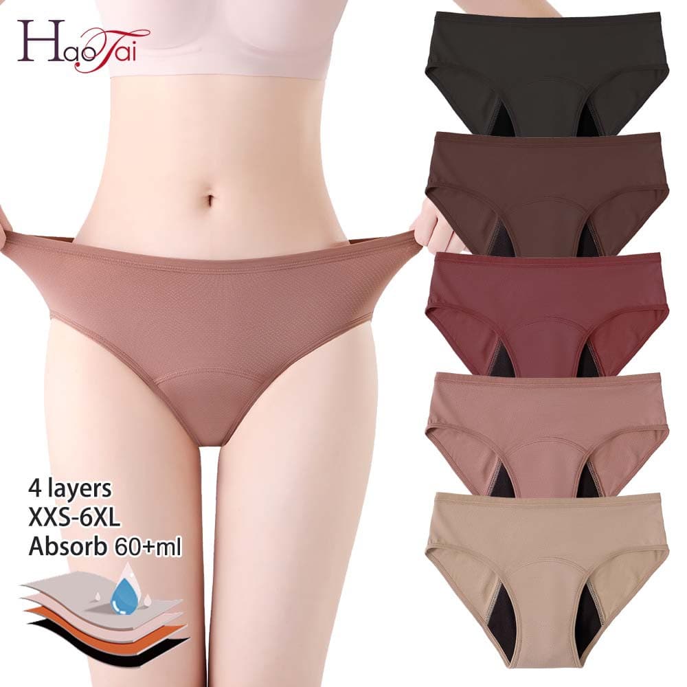 Breathable Mesh Menstrual Panties, Mid-Rise, Four-Layer Thickened, Leak-Proof Period Panties 8088