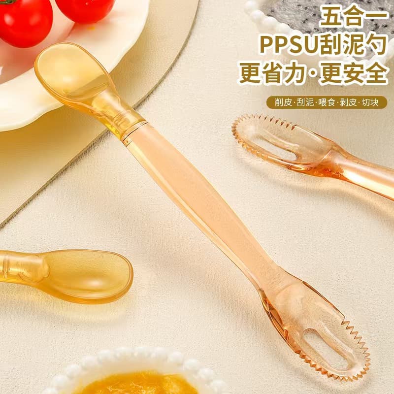 Baby Scraping Spoon PPSU 5-in-1 Fruit Scraping Spoon Weaning Spoon