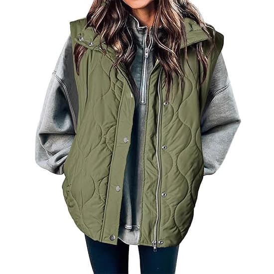 Amazon Cross-border 2025 Autumn/Winter New Fashion Casual Solid Color Sleeveless Cotton Vest, Zipper & Button