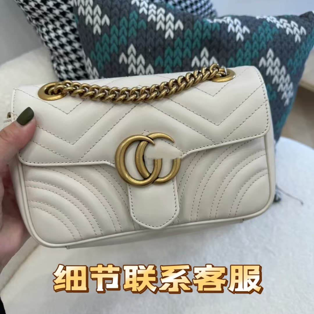 2026 New Double G Heart Chain Women's Bag, Shoulder Crossbody Marmont Mini, Gucci-Style Wave Pattern Marmont Bag