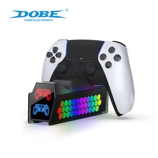 DOBE RGB Charging Stand for PS5 Controller with Honeycomb Ambient Light, Dual Charger, Touch Buttons, Fast Shipping