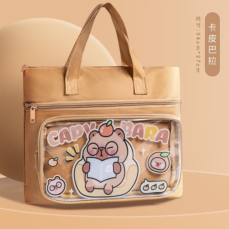 Cute Elementary Student Tutoring Bag Handbag Book Tote Oxford Cloth Unisex Homework File Bag Large Capacity