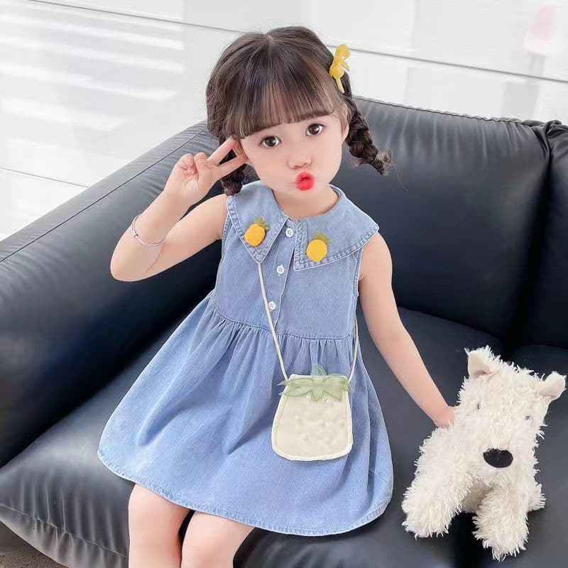 Girls' Dress Summer 2025 New Trendy Korean Style Thin Denim Vest Dress Baby Summer Dress