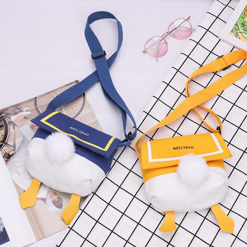 2024 New Cartoon Plush Donald Duck Butt Kids Students Parent-Child Single-Shoulder Crossbody Bag Phone Bag Women's Bag