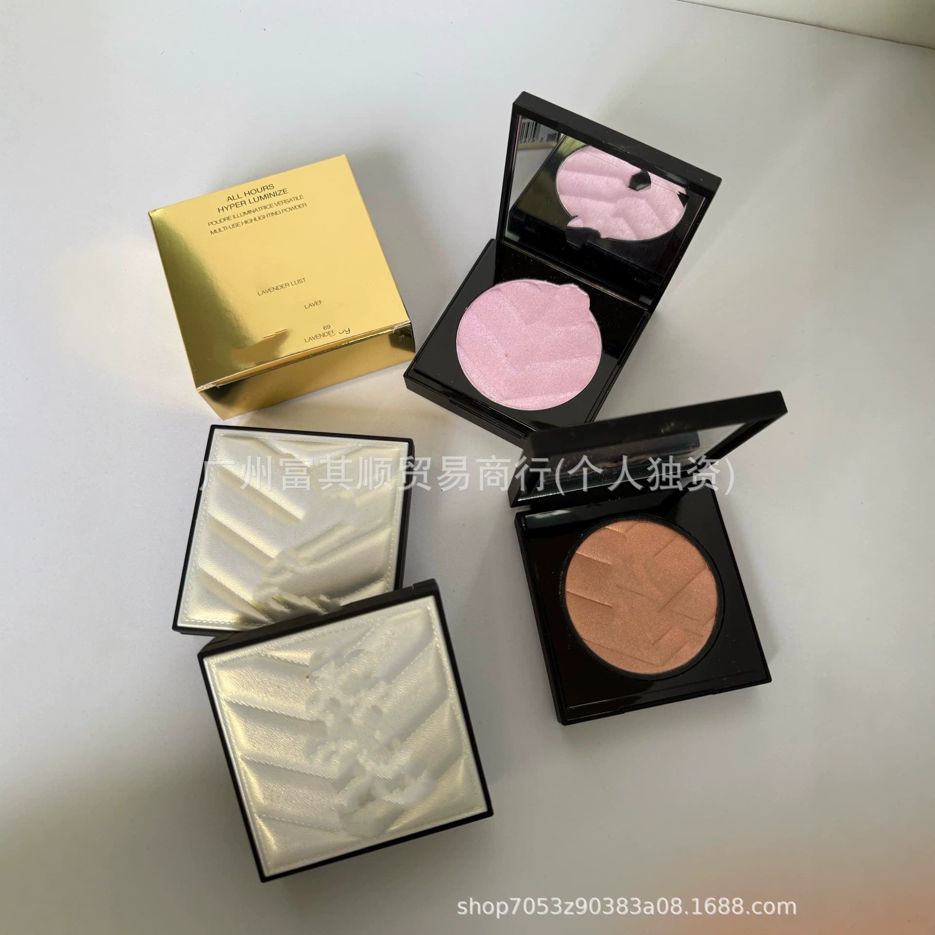 Export White Leather Powder Compact 5g - Shade 01 Cool Silver White, 02 Warm Champagne Gold, 03 Light Pink Pearl