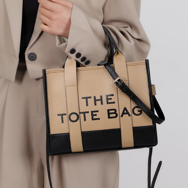 Women's bag cross-border foreign trade fashion new double color PU letter bag shoulder crossbody handbag fashion tote bag